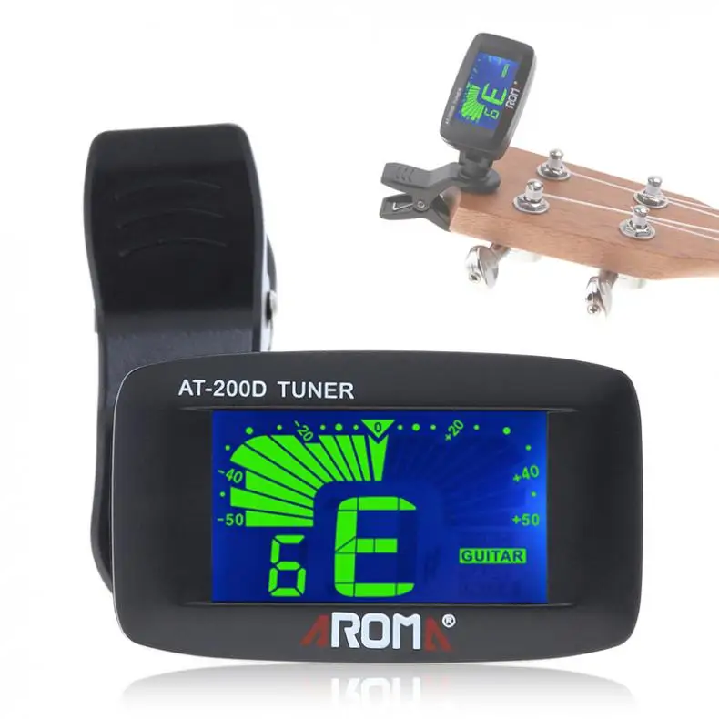 

Universal Portable Clip-on Guitar Tuner Multiple Use Tuner 3 Colors LCD Backlight with Coin Battery for Ukulele Violin Guitar