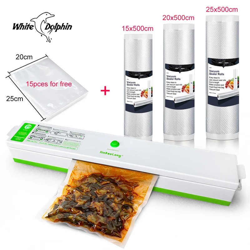 3 Rolls Food Vacuum Bags Sealer Packaging Machine Film Sealer Vacuum