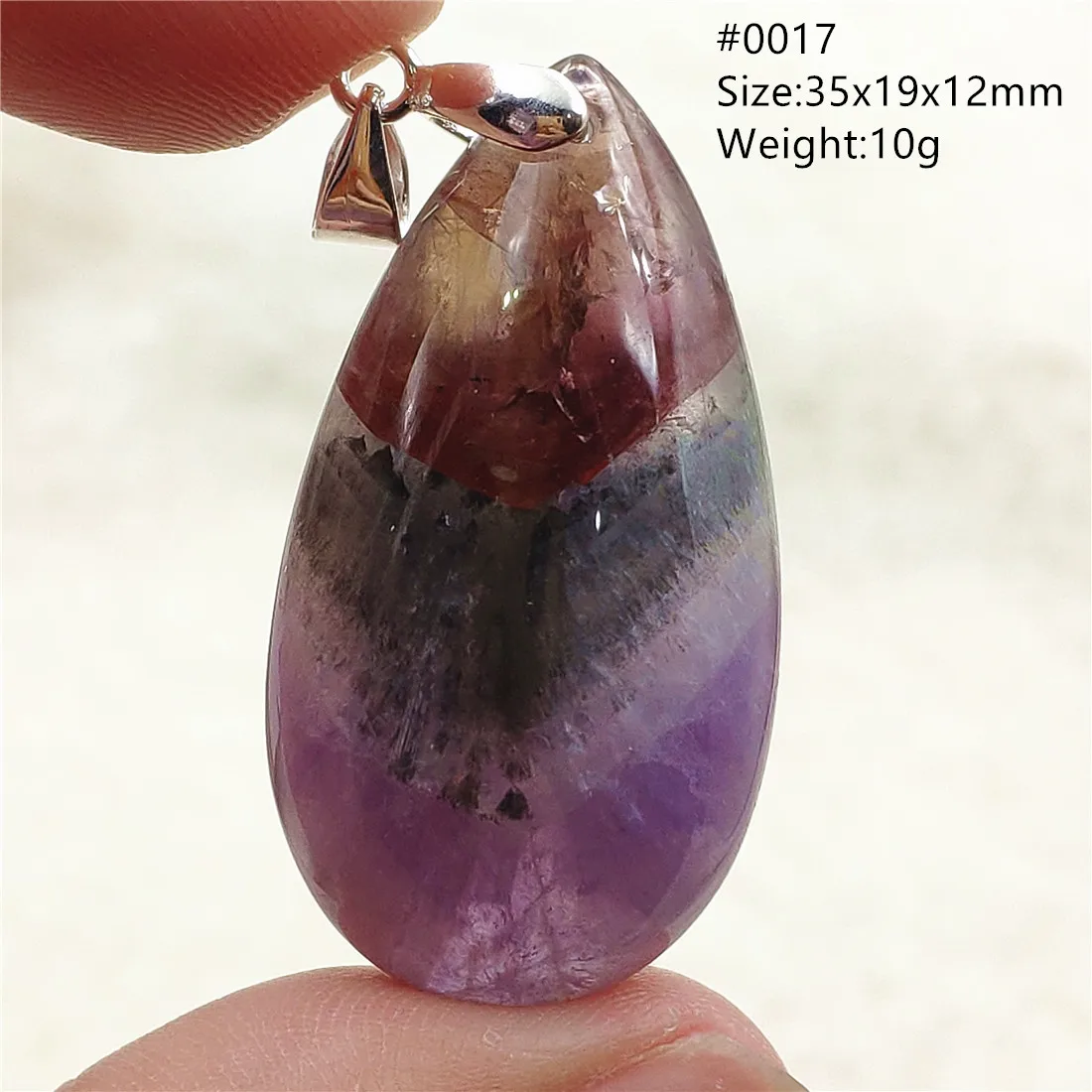 Genuine Natural Cacoxenite Auralite 23 Purple Red Pendant Water Drop Rutilated Bead Women Men AAAAAA