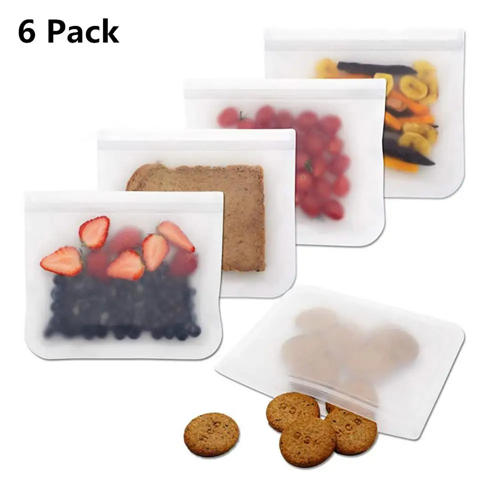 

TWISTER.CK 6Pcs Reusable Leakproof Food Storage Bag 7.1*8.5'' Reusable Leakproof Food Cup Fresh Bag Container