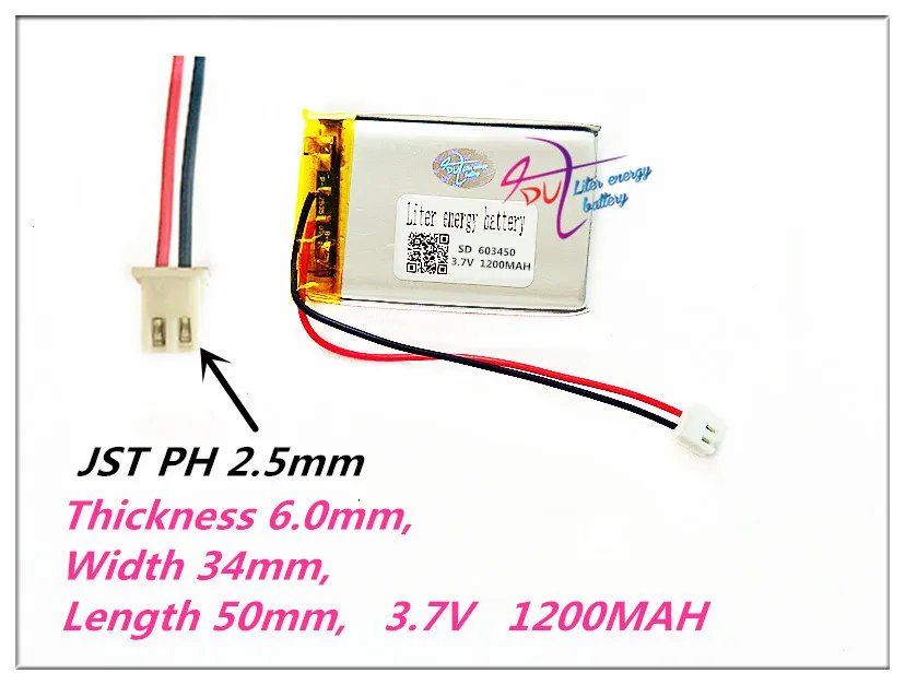 XHR-2P 2,5 603450 3,7 V 1200 MAH литиево-полимерный lipo Перезаряжаемые Батарея с для MP3 MP4 gps DVD мобильное видео игра PAD электронные книги