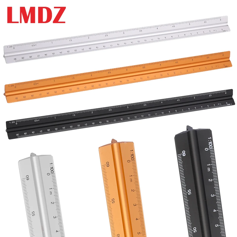 

LMDZ 1 PC 30cm Aluminium Metal Triangle Scale Ruler Architect Engineer Technical Ruler Drafting Ruler for Architect Civil