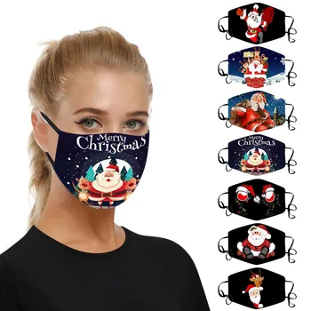 

7pcs Adult Christmas Print Mascarillas Adultos Reusable Dust-proof Windproof Face Mask Washable Anti-pollution Masque Tissus
