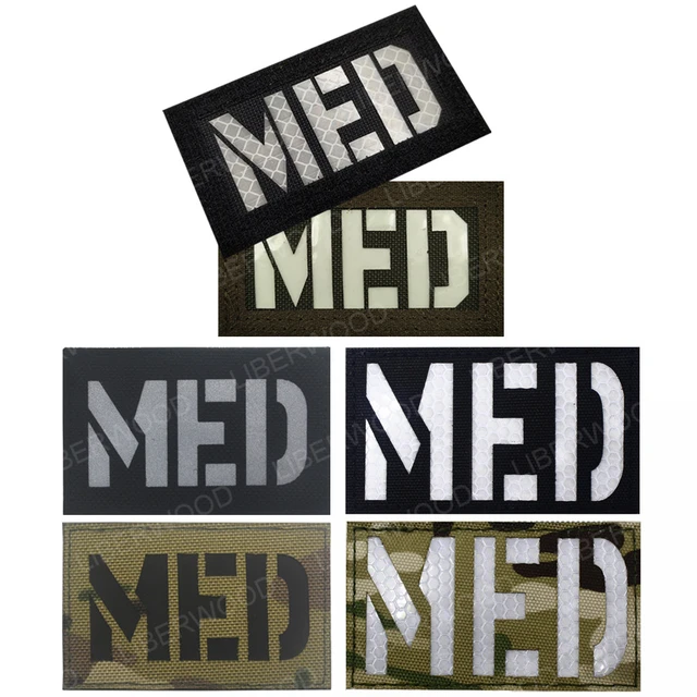 Glow in Dark Medic Cross First Aid Patches, EMS EMT MED Medical