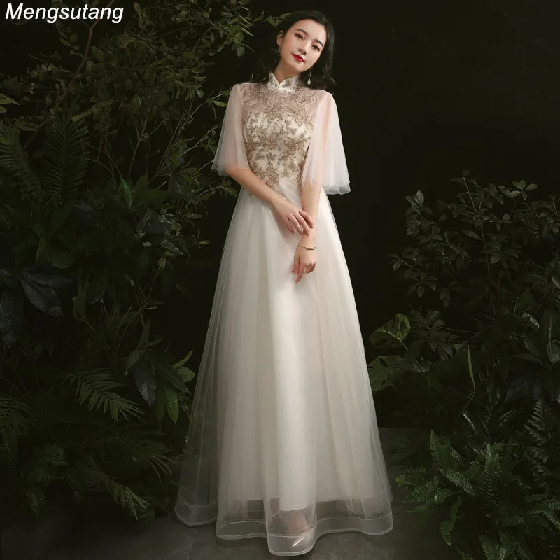 Robe de soiree цвета шампанского, тюлевые женские вечерние платья для банкета, Длинные вечерние платья, vestido de festa размера плюс, на заказ, платье для выпускного вечера