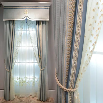 

European light luxury modern simple high grade French curtain living room bedroom partition custom dining room study curtain