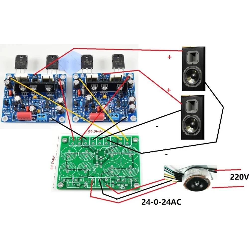 SANKEN 듀얼 앰프 보드, 조립 AMP, MX50 SE, 2SA1295, 2SC3264, 15W-100W