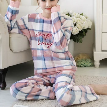 

Flannel Women Pajamas Sets Autumn Winter Pajamas For Women Cartoon Thick Warm Women Sleepwear Cute Female Homewear