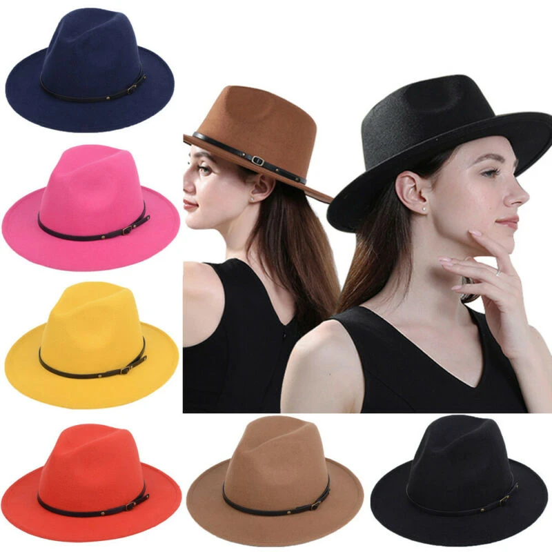 Hebilla de cinturón de estilo para hombre y sombrero de vaquero de fieltro, Fedora, Panamá, Jazz, Outback, Color sólido, novedad de 2020|Sombreros de fiesta| AliExpress