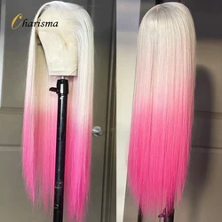 Charisma Straight Lace Front Wig Blonde To Pink Ombre Synthetic Wigs for Wig Heat Resistant Fiber Natural Hairline Wigs Cosplay