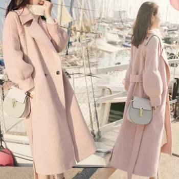

Winter Women Woolen Overcoat New long lantern sleeves woolen coat Winer Large Size female long section thick woolen coat