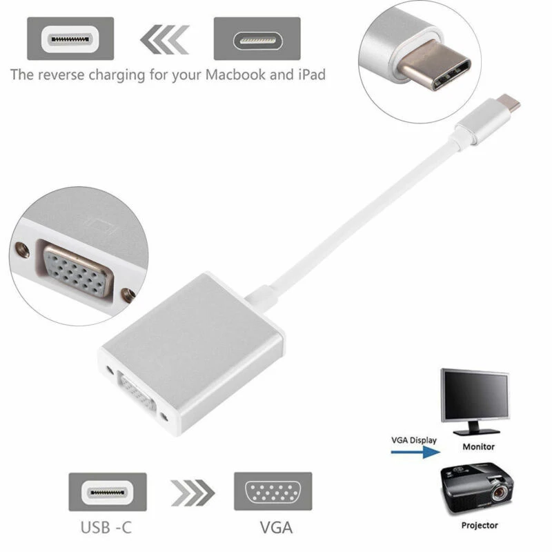 Кабель-переходник USB3.1TO VGA USB3.1 to VGA Кабель-адаптер ультратонкий дополнительный цвет: золотой/серебристый(как показано на фотографии