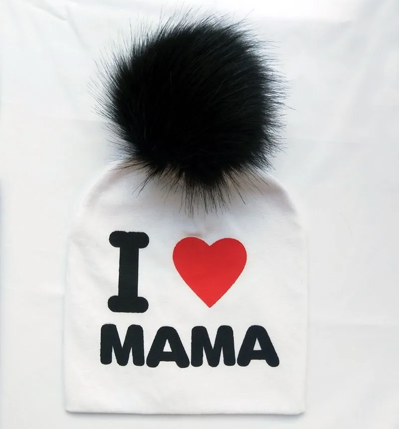 2 Креативный стиль Beanie любовь отец мать детские зимние шапки съемный шар Чистый хлопок шляпа уличная детская теплая шапка шапки - Цвет: 2