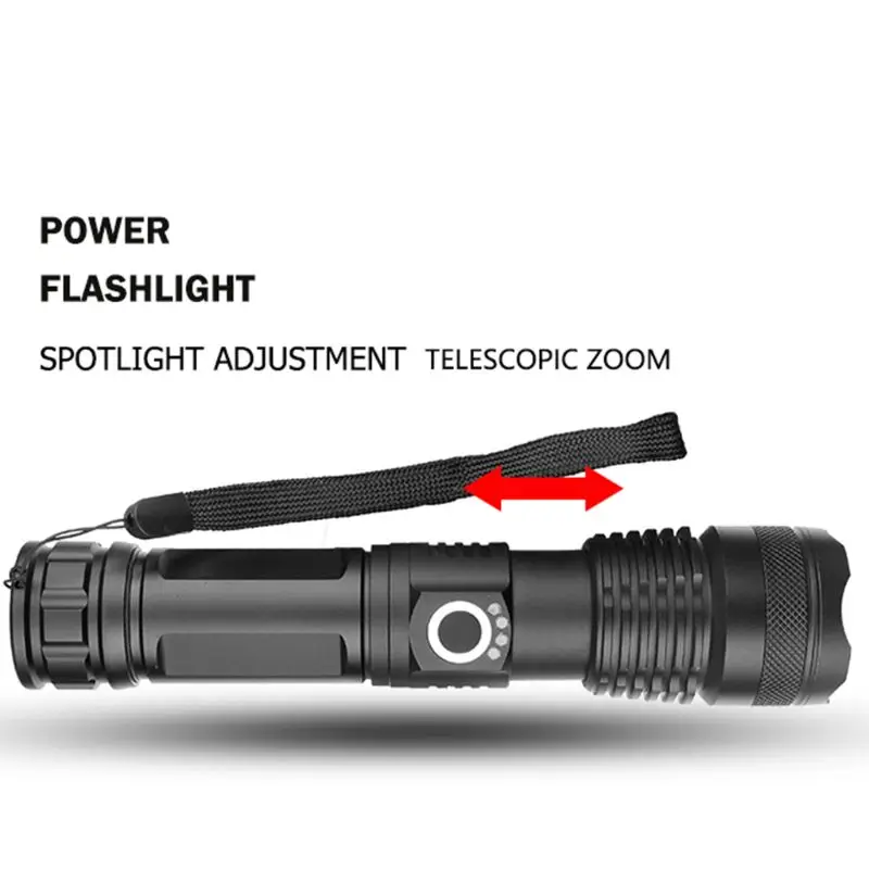 Светодиодный фонарь P50 с зарядкой от usb, Электрический фонарь, мощный зум, перезаряжаемый аккумулятор 26650, для кемпинга, охоты, улицы