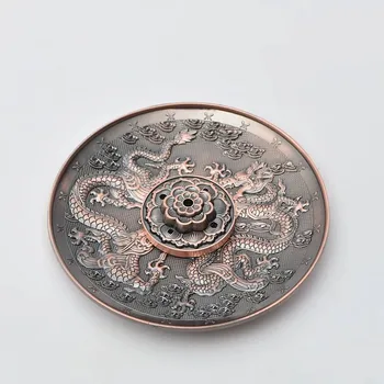 

Retro Lotus Incense Burner 5 Holes Dragon Incense Stick Holder Cone Censer Plate Buddhism Encensoir Home Office Decor EB5XX
