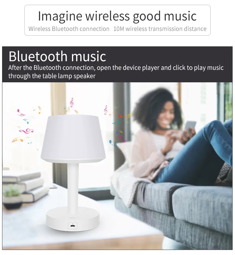 Светодиодный bluetooth-динамик с сенсорным затемнением, настольная лампа, музыкальный центр, динамик Lound, Настольная колонка, 7 цветов