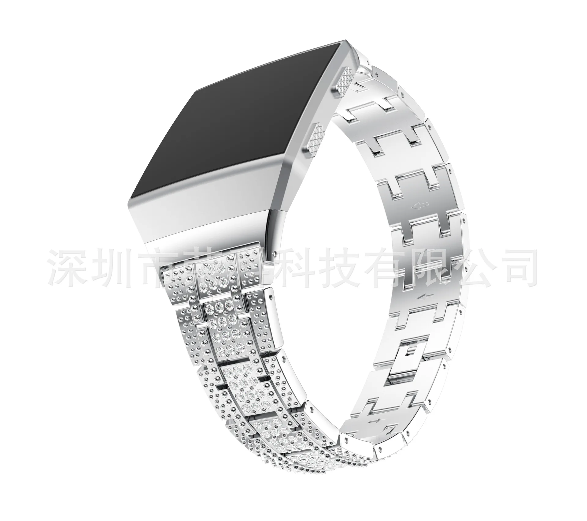 Подходит для Fitbit Ionic Middle Diamond Set wu zhu стальной ремень Ionic wu zhu Crystal ремешок для часов из нержавеющей стали - Цвет: Серебристый