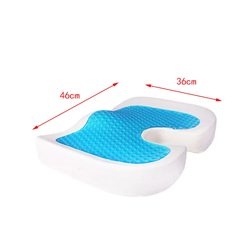 Latex 46x36 U Shape Silicone Gel Cushion Memory Foam Pillow Coccyx Protect Slow Rebound Summer Cool Chair Cushion Seat Mat