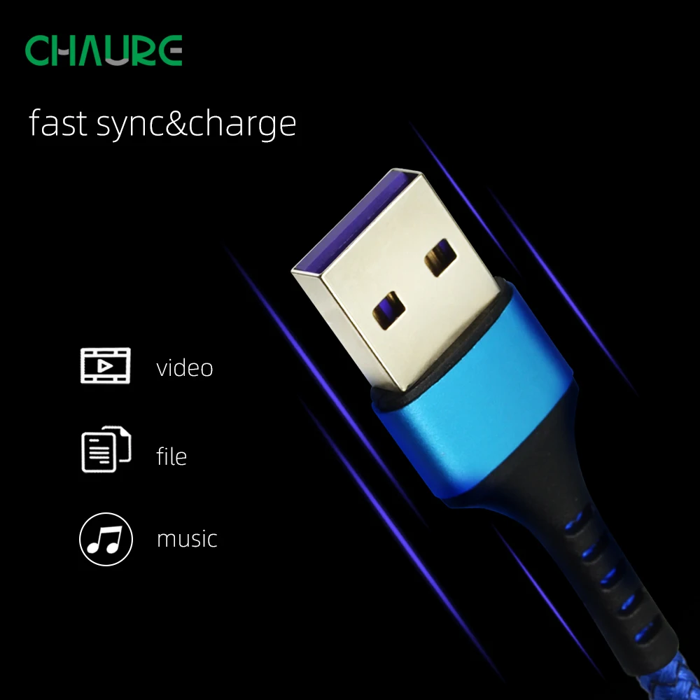 CHAURE кабель с разъемом USB Type C 5a для huawei Xiaomi Мобильный телефон кабели быстрой
