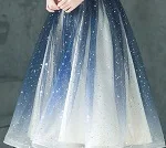Skyyue Cocktail Dress One Shoulder Sleeveless Sequined Black Cocktail Dress Pleat Knee-Length Crepe Robe Cocktail Gown E707 - Color: Blue