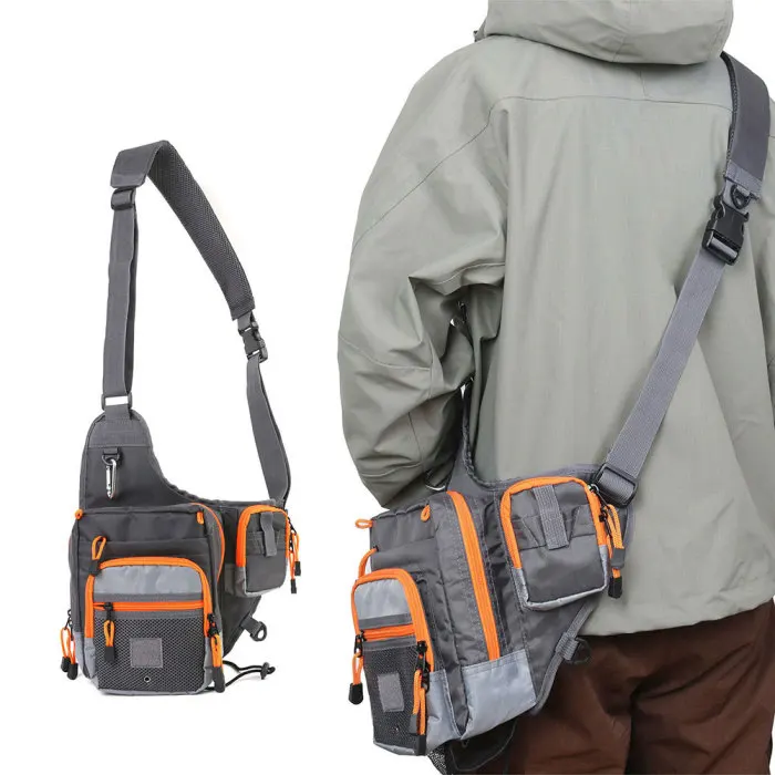 Waterproof Fly Fishing Waist Pack Crossbody Sling Bag Lure Tackle Bag Outdoor ENA88