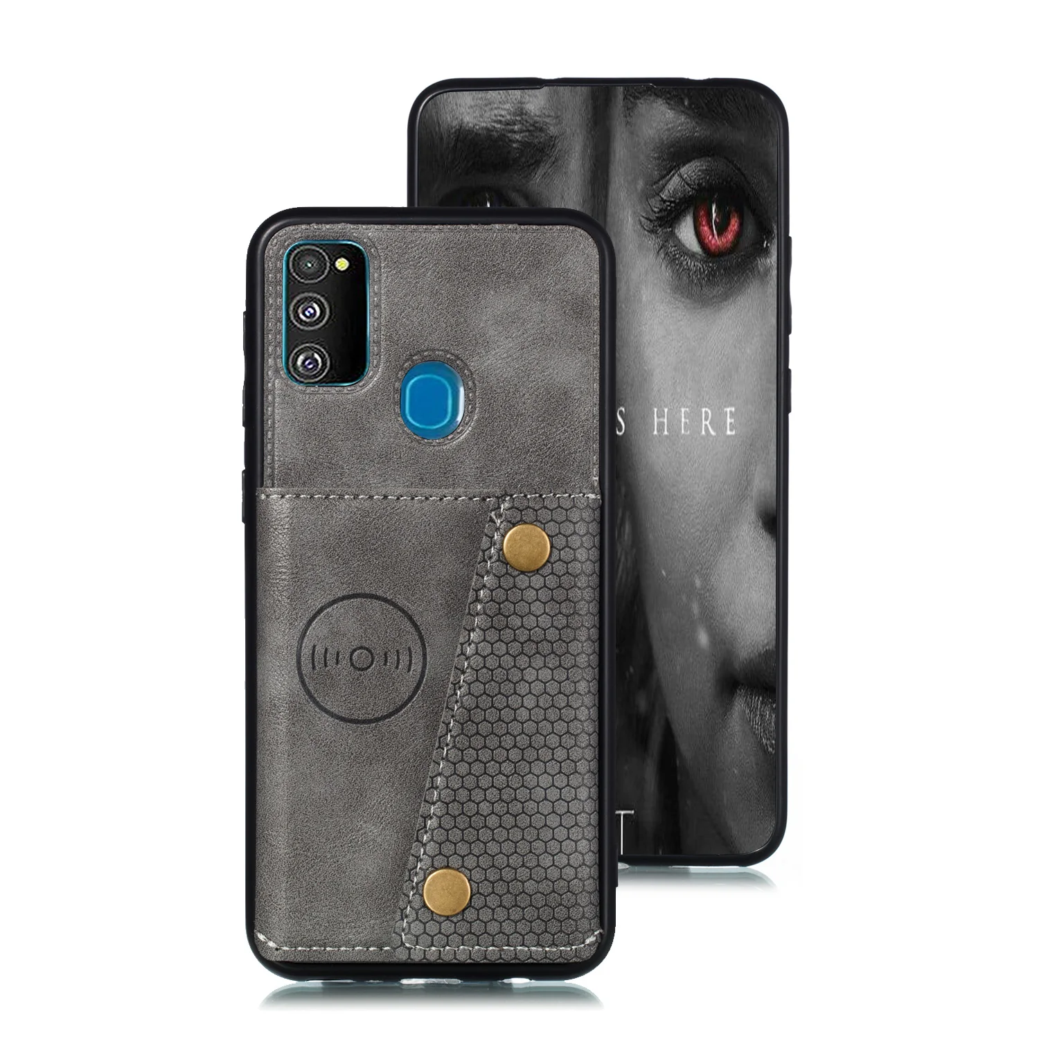 Серый Держатель для карт, кошелек, чехол для телефона samsung Galaxy M30 M20 M30s M10 Etui из искусственной кожи, задняя крышка-подставка, чехол для samsung M30 - Цвет: Серый