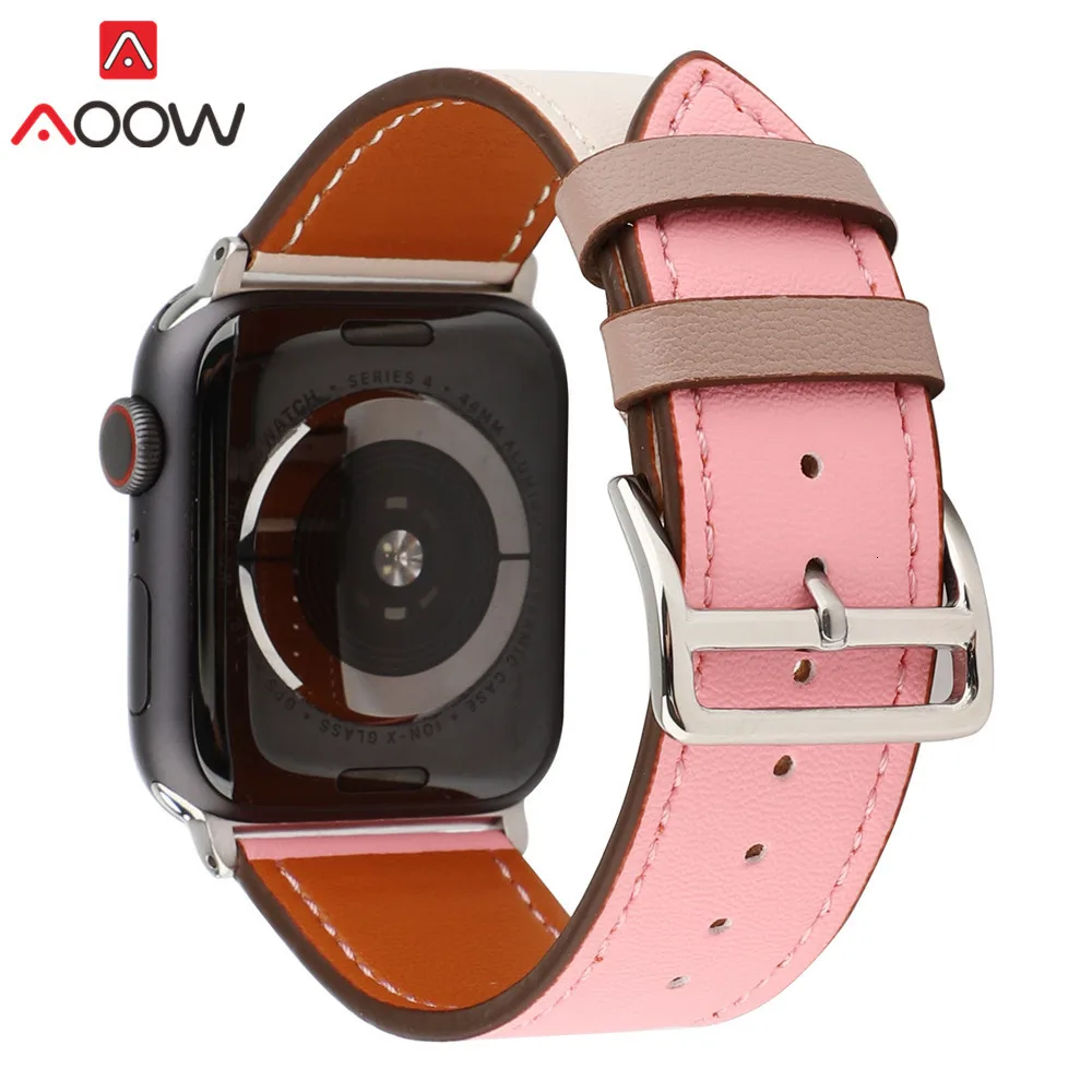 Ремешок для часов из натуральной кожи для Apple Watch 38 мм 40 мм 42 мм 44 мм Correa один тур круг браслет ремешок для iwatch 1 2 3 4