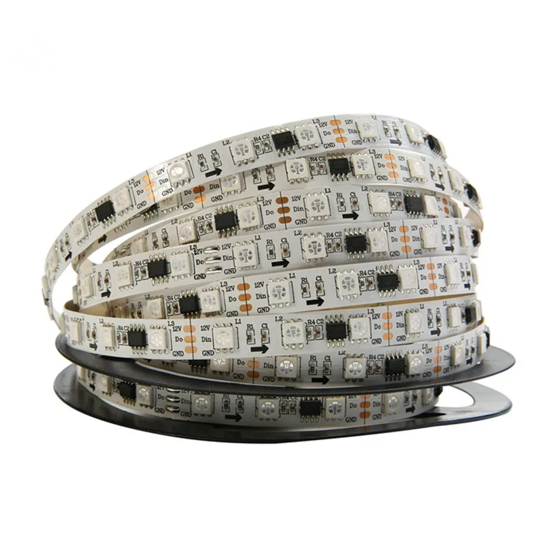 WS2811 5050 SMD RGB светодиодные ленты адресуемый 30/48/60 светодиодов/m Led Пиксели 5 м/рулон 16.5ft DC12V Белый/Черный PCB IP30 ip65 IP67 из водонепроницаемого материала