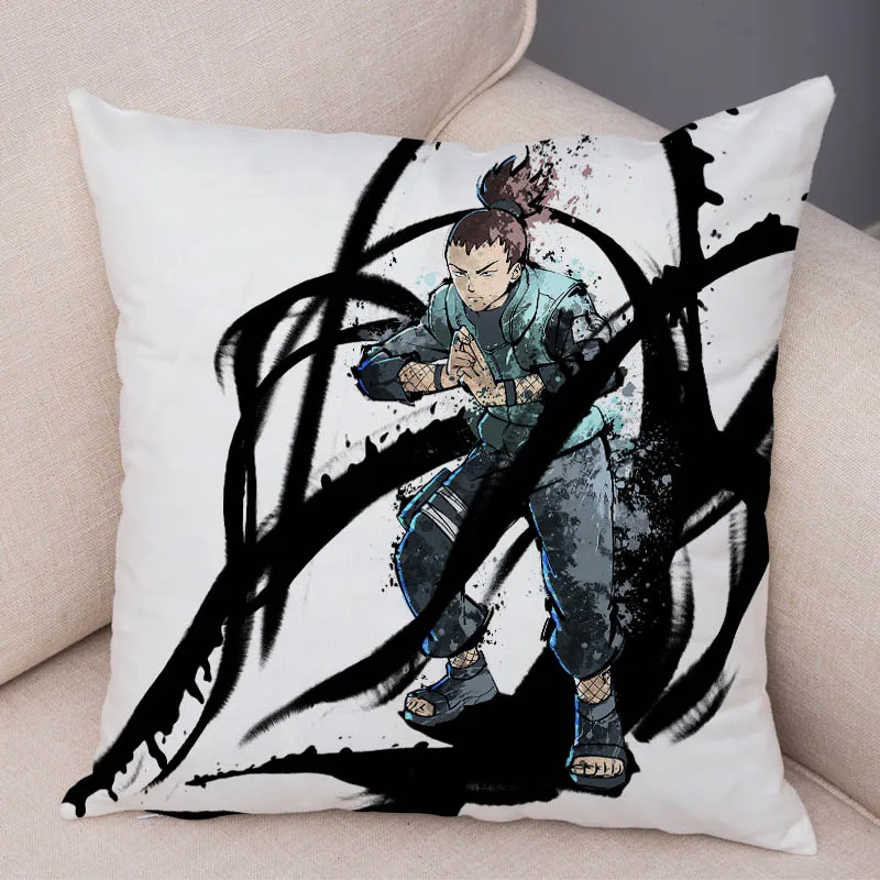4 Japan Anime NARUTO Chinese Ink Pillowcase Cartoon Cushion Cover for Sofa Home 45*45cm Super Soft Short Plush Decor Pillow Case - Цвет: 4
