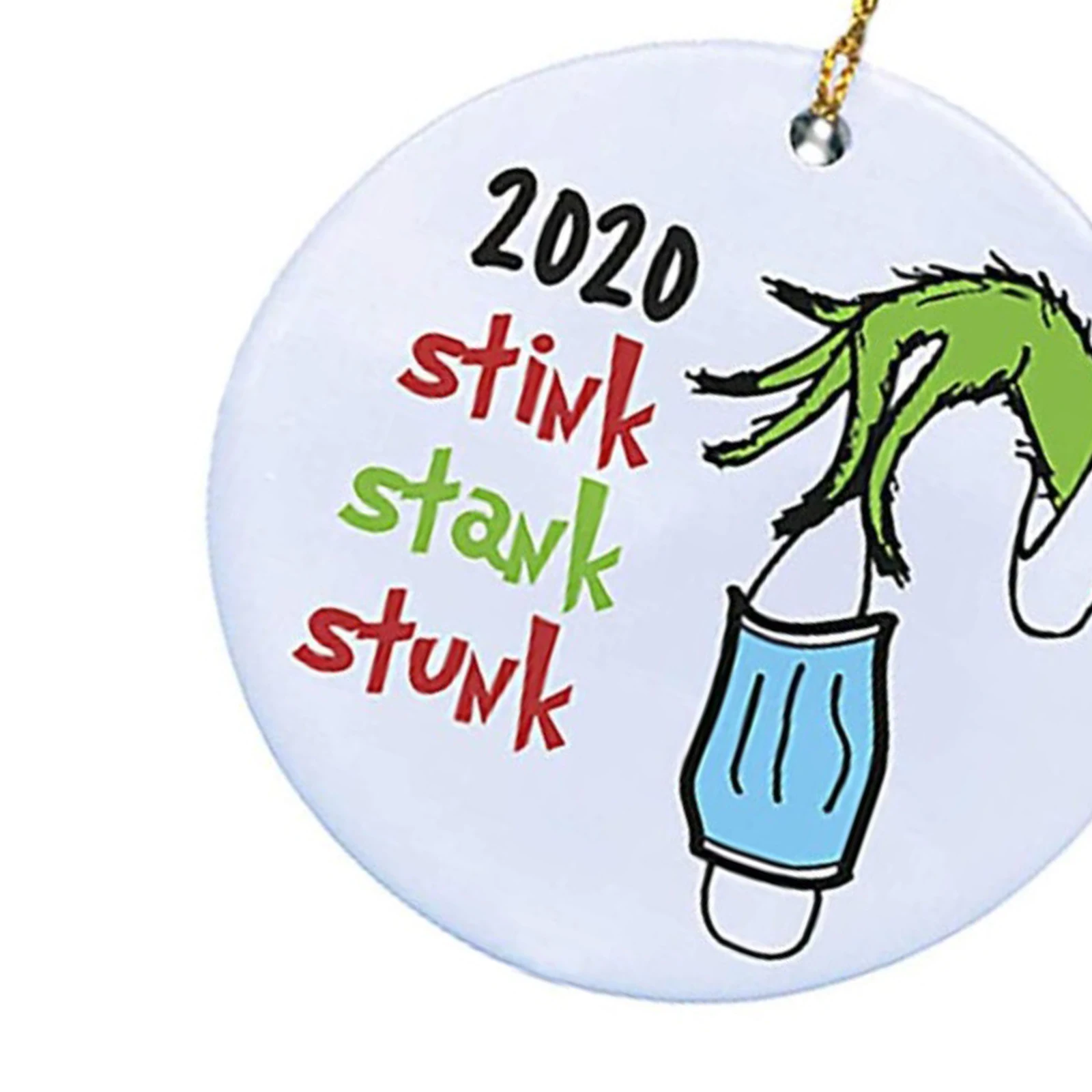 1pc Stink Stank Stunk Ceramic Circle Grinch Hand Xmas Decoration Ornament Gift for Family