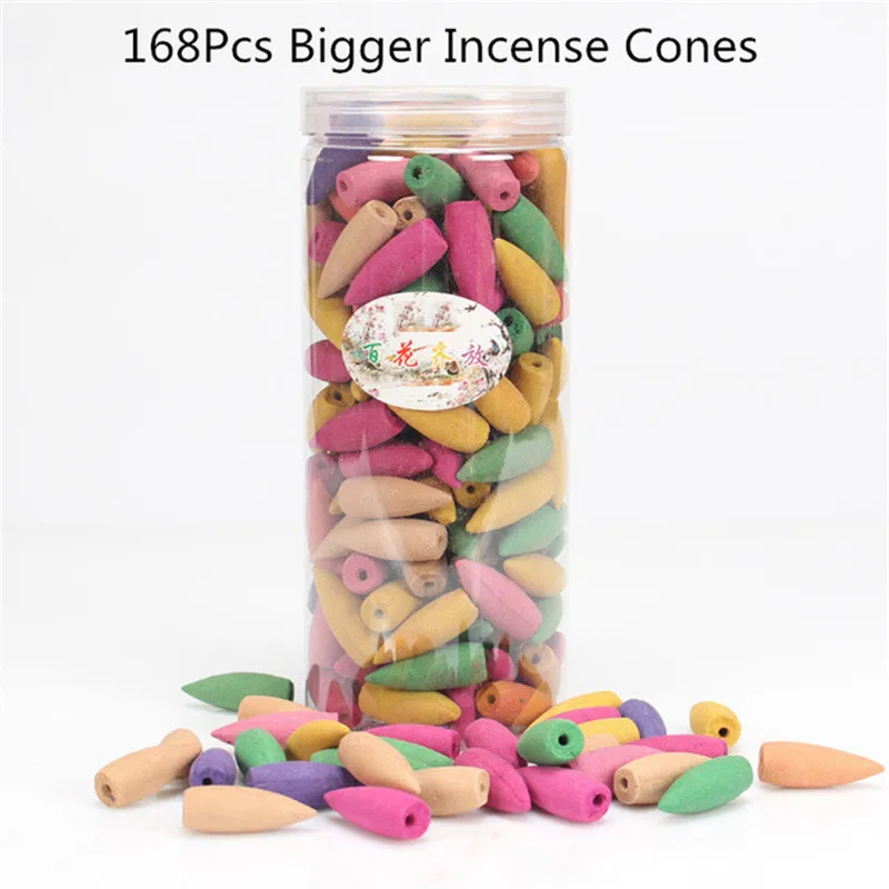 168Pcs Incense Cones Достаточно запаса Бесплатный подарок 10 шт. конусов для благовоний обратная ароматическая горелка Керамическая ароматерапия печь запах ароматические благовония дорога - Цвет: 168Pcs Incense Cones