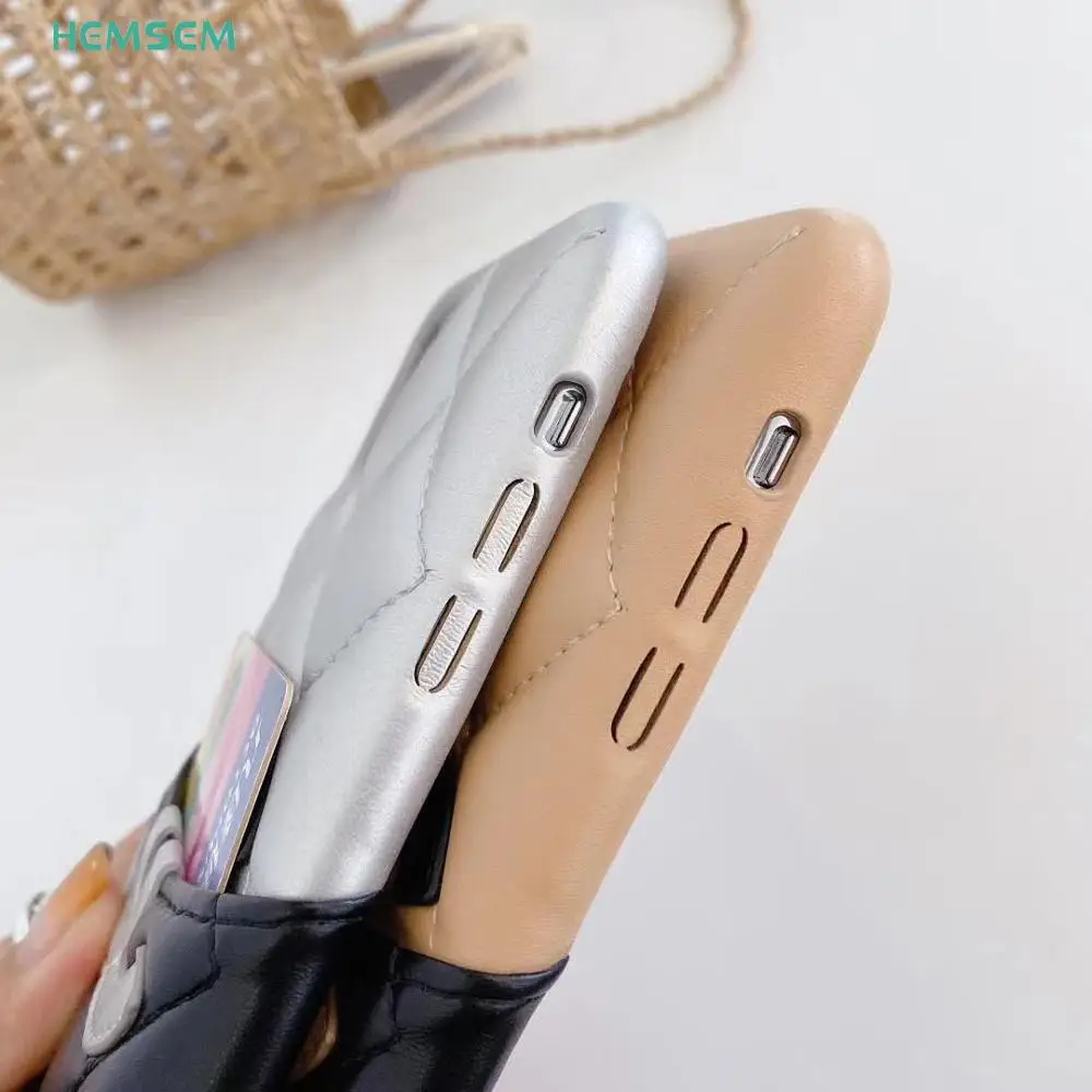 Fishion Great C C Pluggable Card PU Leather Case For iPhone 12 11 Pro Max 7 8 Plus XR XS Luxury Brand Cover Phone Accessory Bag