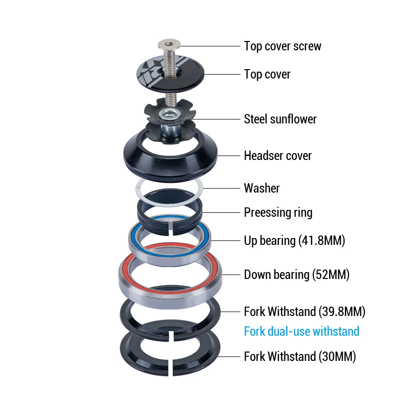 Trinx Bicycle Headset Bearing 41.8mm 52mm Bike Front Fork Headset Bicycle Straight Tapered Tube Cycling Headset (12)