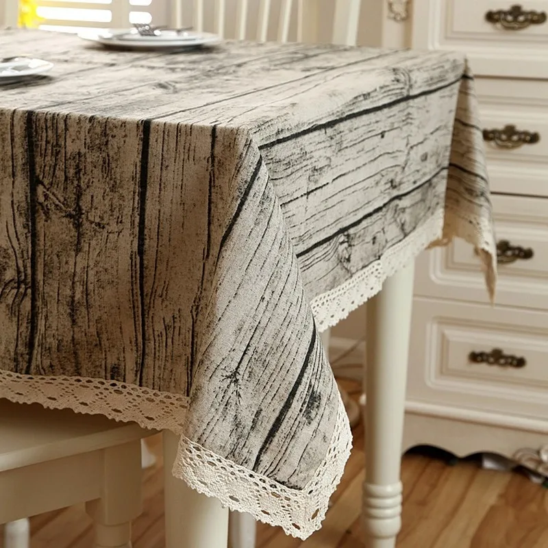 Linen and lace coffe table Imitation bark wood grain tablecloth table cloth Outdoor mantel Table Cover home kitchen Decrotion