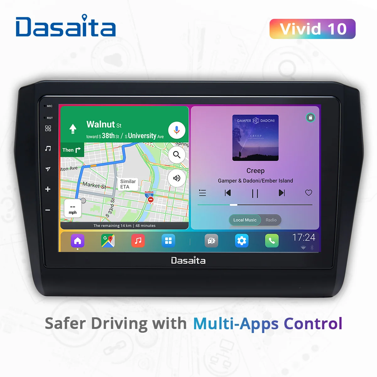 Dasaita яркий для Suzuki Swift 2018 2019 2020 Carplay Android автомобильный стереоплеер 1280*720 IPS