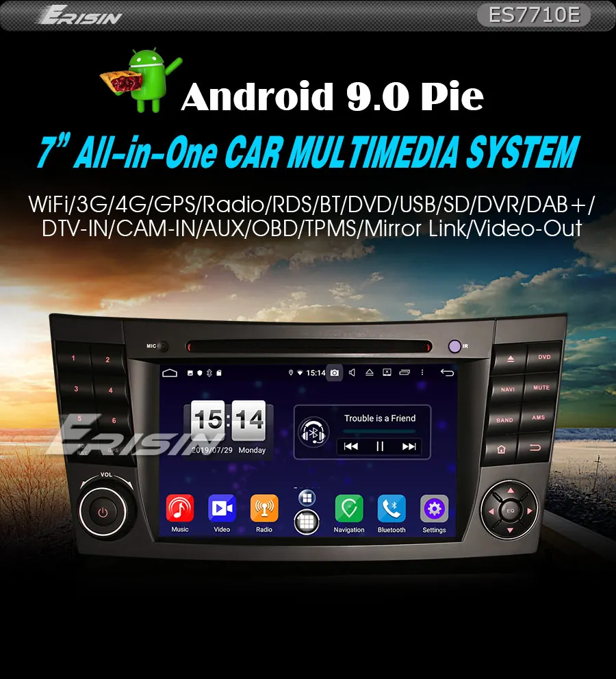 Excellent Erisin ES7710E 7" Android 9.0 Octa Core 4GB RAM Car DVD Radio BT for Mercedes Benz E/CLS/G Klasse W211 W219 0