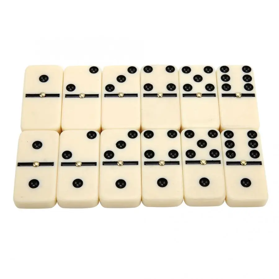WolfGo Domino Black Dot-Mini Dominoes 28 Piezas Blanco con Puntos Negros Juego Tradicional 