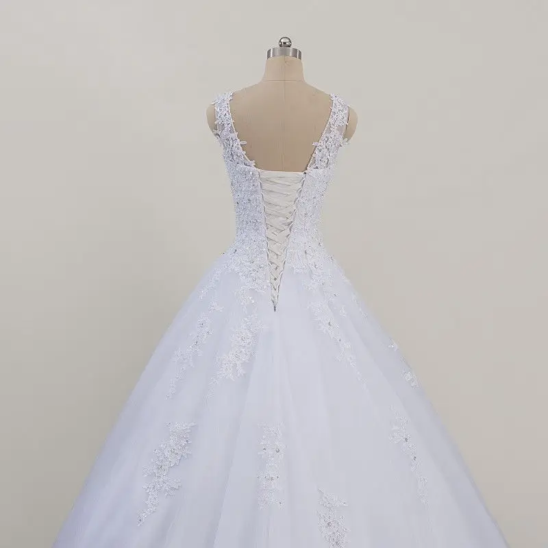 Robe De Mariee Классическая аппликация из белого кружева свадебное платье o-образным вырезом органза и Тюль развертки поезд Винтаж свадебное платье Vestidos
