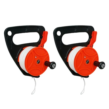 

2Pcs Compact 150ft Scuba Dive Reel Kayak Anchor with Thumb Stopper for Safety Underwater Diving Snorkeling, Orange