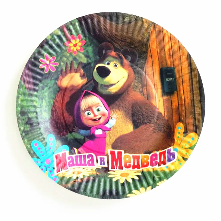 95 шт/125 pcs с днем рождения с героями мультфильма «Маша и Медведь» детский душ вечерние украшения набор баннер скатерть стакан с соломинкой пластины Сделано в Китае