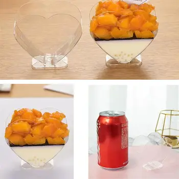 

30pcs Disposable Heart-shaped Mousse Cups Plastic Clear Tiramisu Cup Dessert Containers for Jelly Pudding