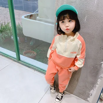 

Baby Girl Clothes 2020 New HCB Knitting Set Toddler Fall Clothes For 4 5 6 Year old Kids Clothing Children's Zipper Sports Suit