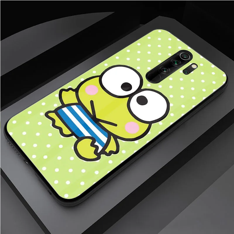 Cute green frog Keroppi DIY Tempered Glass Phone Case for Redmi 7A 8 9 NOTE 9 8 7 6 Pro Luxury printed cover shell case for xiaomi