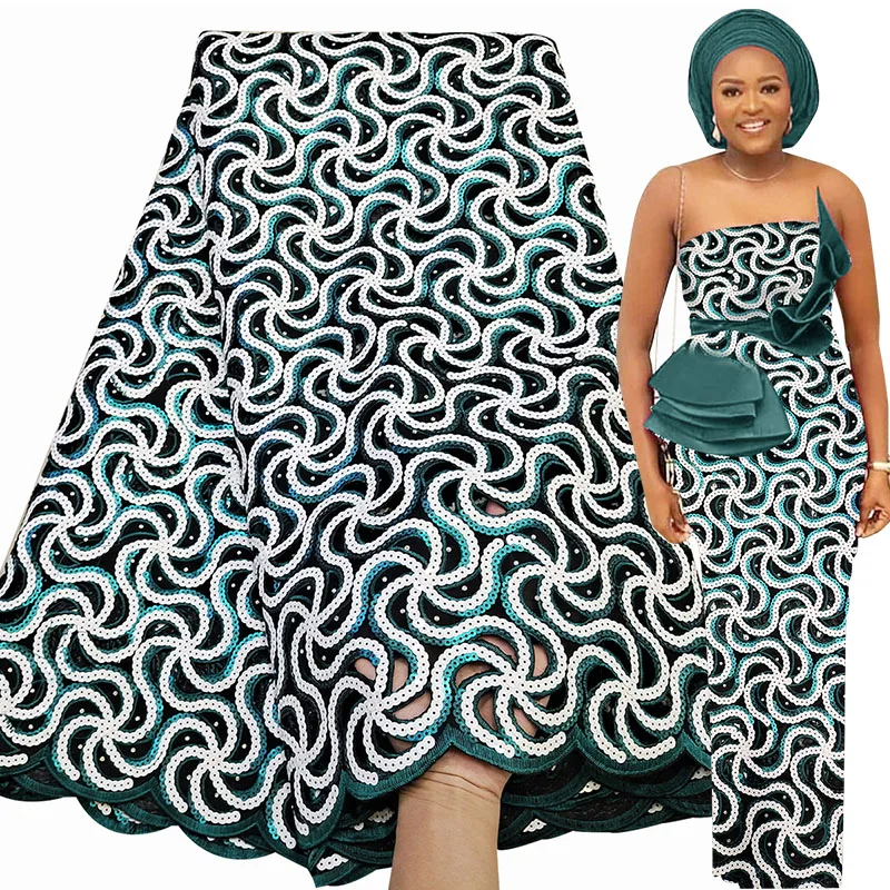 Bestway Quality Sequin African Lace Fabric 5 Yards Swiss Handcut Lace Material 2021 Nigerian Wedding Party Asoebi Luxury Fabrics