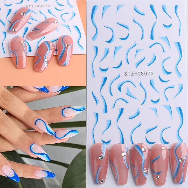 Golden Curve Marble Line Nail Sticker Irregular Swirl Striping Slider Charm Nail Design Gel Polish Decal Manicure LESTZ-CS067