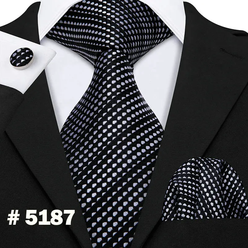 Мужской галстук, шелк, Barry.Wang, новинка, классический, черный, Hanky, запонки, галстук, галстуки для мужчин, официальные, деловые, свадебные, вечерние, LS-823 - Цвет: LS-5187