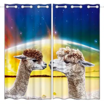 

HommomH blackout curtain (2 panels) top perforated bedroom high-quality fabric curtain couple alpaca