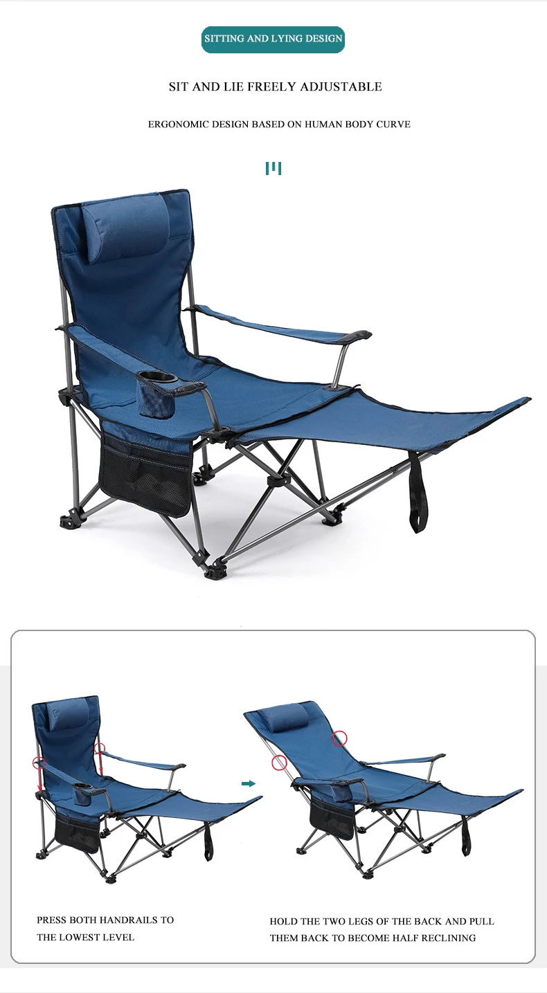 Outdoor beach chair portable reclining chair folding chair lunch break office back balcony reclining couch