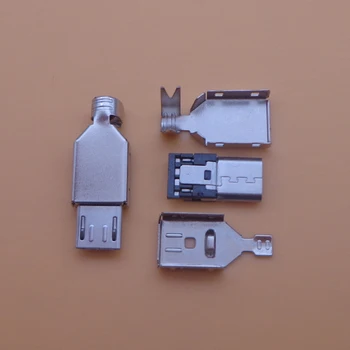 

50pcs/lot Micro USB 5PIN Welding Type Male Plug Connector Charger 5P USB Tail Charging jack 4 in 1 Metal Parts