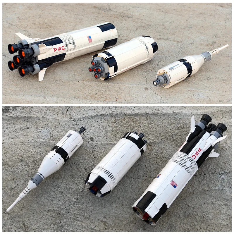 KING 80013(37003) 1969 шт креативная Серия Apollo Saturn V launch Vehicle Set детские строительные блоки кирпичи игрушки 21309